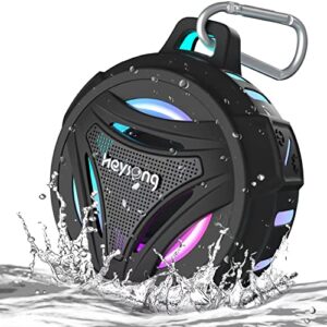heysong shower bluetooth speaker, ip67 waterproof wireless speakers with 36h playtime, stereo bathroom speaker, portable small speakers for kayak, beach, hiking, boat accessories, gifts for men