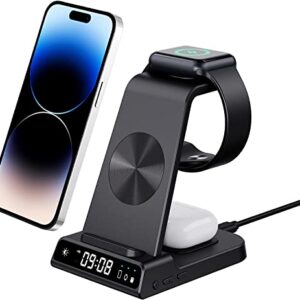 leChivée Wireless Charger for Apple Devices, 3 in 1 Wireless Charging Station Dock for iPhone 14 Pro Max/14 Pro/14/13/12/11/X, Apple Watch Charger for iWatch Series 8/7/SE/6/5/4/3/2, AirPods Pro/3/2