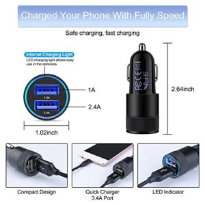 Car Charger Adapter+Quick Charge 3.0 Wall Charger Block Plug+6ft USB Type C Fast Charging Cable for Samsung Galaxy S23 S22 S21 S20 Ultra FE Plus 5G S10 Note20/10 Z Fold4/Flip4 A54 A34 A14 A03S A13 A20