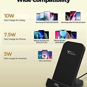 Wireless Charger YW YUWISS Wireless Phone Charger Stand 10W Max Compatible with Apple iPhone 14 13 12/12 Pro Max/ 11Pro/11Pro Max/XR/XS Max/XS/X/8/8Plus, Samsung Galaxy (Dark)