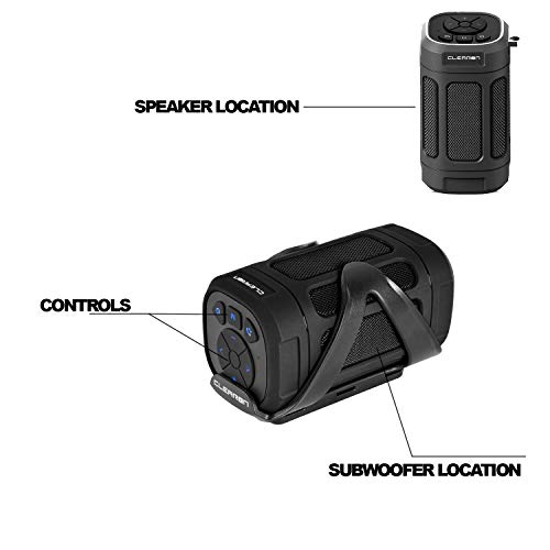 Clearon Portable Bluetooth 5.0 Speaker Wireless Waterproof Speaker with Bike Mount & Remote – Premium Sound Quality & Loud 8W Mini Speaker – 15 Hours of Playtime & 100 ft Range (Black)