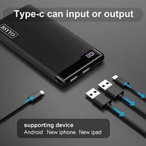 BSYYO Portable Charger,10000mAh Triple 3A Ports Fast Charging USB C Power Bank with LED Display,External Battery Pack Phone Portable Charger for iPhone 12 13 X Plus Google Samsung LG iPad etc.