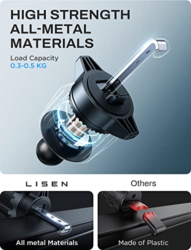 LISEN Car Phone Holder [Anti-Slip Silicone Design] Universal Vent Phone Mount for Car with Acrylic Clear Material Car Mount for iPhone 14 13 12 11 X XR Pro Max Mini 8 7 6 Plus and More