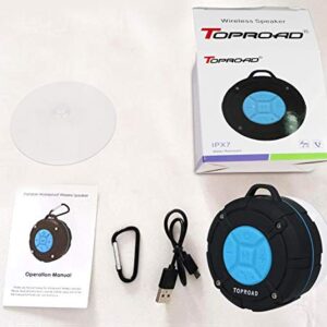 TOPROAD Portable Shower Speaker, IPX7 Waterproof Wireless Outdoor Speaker with HD Sound, 2 Suction Cups, Built-in Mic, Hands-Free Speakerphone for Bathroom, Pool, Beach, Hiking, Bicycle