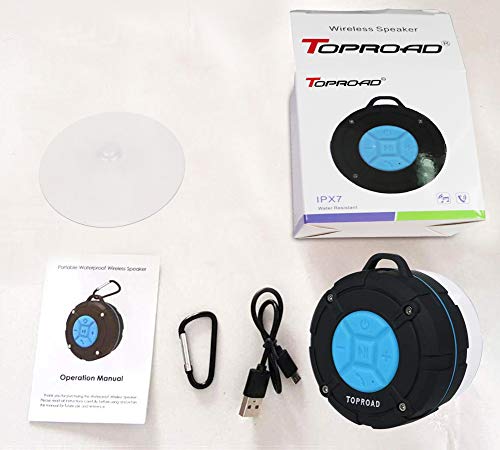 TOPROAD Portable Shower Speaker, IPX7 Waterproof Wireless Outdoor Speaker with HD Sound, 2 Suction Cups, Built-in Mic, Hands-Free Speakerphone for Bathroom, Pool, Beach, Hiking, Bicycle