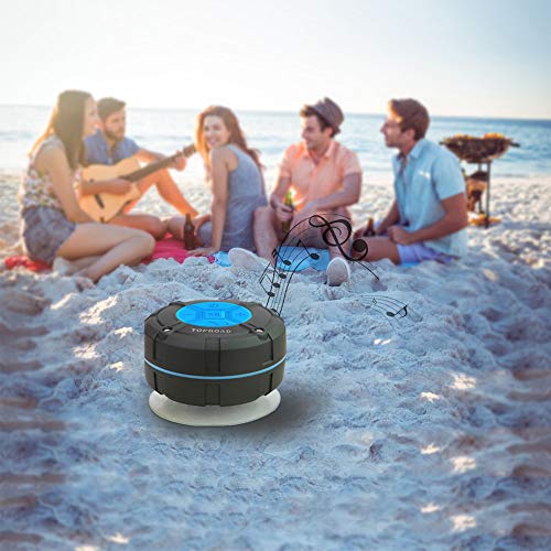 TOPROAD Portable Shower Speaker, IPX7 Waterproof Wireless Outdoor Speaker with HD Sound, 2 Suction Cups, Built-in Mic, Hands-Free Speakerphone for Bathroom, Pool, Beach, Hiking, Bicycle