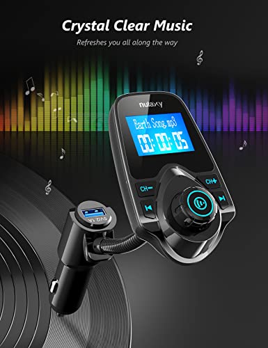 Nulaxy Wireless in-Car Bluetooth FM Transmitter & Nulaxy 2022 Upgraded Vent Friendly Car Phone Holder Mount