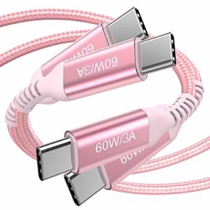 60w usb c to usb c cable 10 ft pink, 2-pack, awnuwuy long type-c fast charging charger cord compatible with samsung galaxy s22 ultra s22+ s21 s20 note 20 20+ 10, google pixel 6 5 4 xl, macbook pro/air