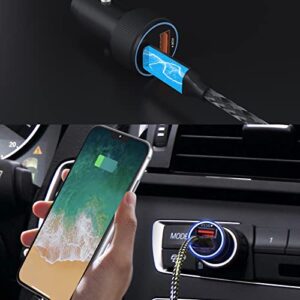 iPhone Fast Car Charger[Apple MFi Certified]Apple Car Charging,38W Dual Pore USB C Car Charger Adapter with 2 Pack Lightning Cable,PD&QC 3.0 Type C Car Charger for iPhone 13/12/11/Pro Max/AirPods/iPad