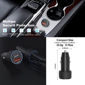 iPhone Fast Car Charger[Apple MFi Certified]Apple Car Charging,38W Dual Pore USB C Car Charger Adapter with 2 Pack Lightning Cable,PD&QC 3.0 Type C Car Charger for iPhone 13/12/11/Pro Max/AirPods/iPad