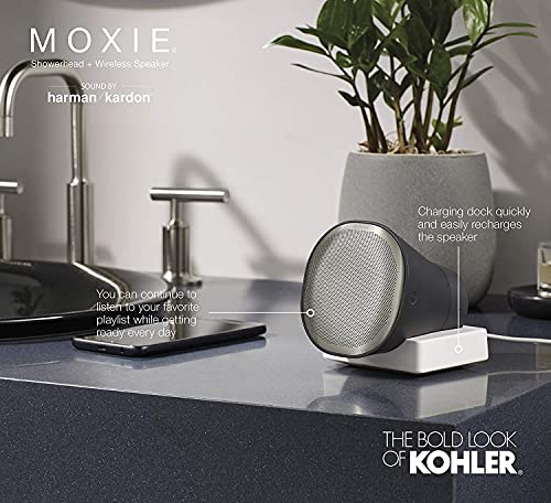 KOHLER Moxie Bluetooth Showerhead, Shower Speaker, Waterproof Speaker, Shower Radio, Rechargeable Speaker, Portable Speaker, 2.5 GPM, K-28238-NKE-CP, Polished Chrome