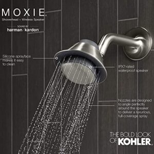 KOHLER Moxie Bluetooth Showerhead, Shower Speaker, Waterproof Speaker, Shower Radio, Rechargeable Speaker, Portable Speaker, 2.5 GPM, K-28238-NKE-CP, Polished Chrome