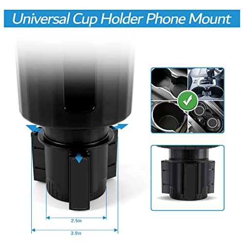 Ockivs Car Cup Holder Phone Mount Universal Adjustable Base with Cup Holder Expander Auto Cell Phone Stand for All Smartphone 2-in-1 Multifunctional Cup Holder Phone Holder
