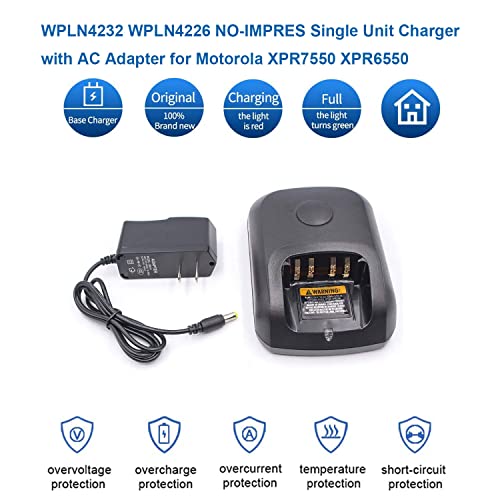 Purzest WPLN4232 Charger Compatible for Motorola XPR7550 XPR6550 XPR6350 XPR3500 XPR3300e XPR7350e XPR7550e XPR7580e APX4000 APX1000 XiR P8268 Radio WPLN4226 WPLN4226A NO-IMPRES Single Unit