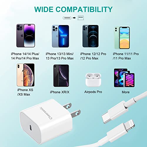 iPad Charger iPhone Charger, 20W USB C Fast Charger Plug, USB C Power Delivery Charging Adaptor Type C Wall Charger Adapter with 3FT USB C Cable for iPhone 14/14 Pro/14 Pro Max/13/Mini/Airpod