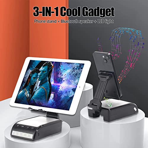 APZNOE Gifts for Men, Cell Phone Stand with Bluetooth Speaker, Cool Tech Gadgets for Table Desk, Adjustable Tablet Holder with Wireless Speaker, Unique Ideal Gifts for Him Dad Women Who Want Nothing