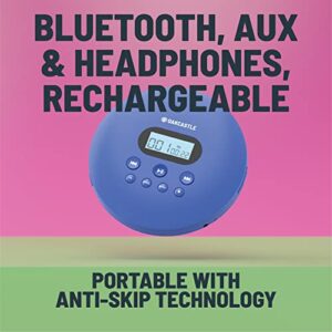 Oakcastle CD100 Portable Bluetooth CD Player | 12hr Portable Playtime | in Car Compatible Personal CD Player | Headphones Included, AUX Output, Anti-Skip Protection, Rechargeable, CD Walkman in Blue