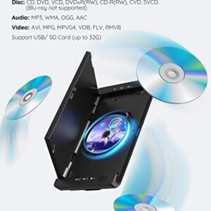 10.5" Portable DVD Player for Car, BOIFUN Dual Screen Car DVD Player with 7H Rechargeable Battery, HD Transmission, Support FM Out/USB/SD/Sync TV (1 Player + 1 Monitor + 2 Mounting Brackets)