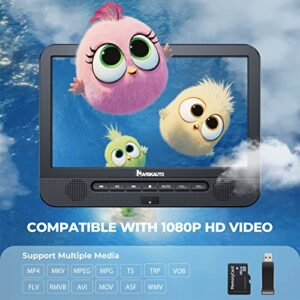 NAVISKAUTO 10.1'' Blu Ray Dual Screen DVD Player Portable with Rechargeable Battery Support 1080P Video, Dolby Audio, HDMI Out, Sync Screen, Last Memory, Region Free, USB/SD Card