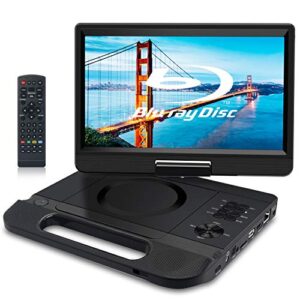 FANGOR 12.5" 1080P Portable Blu-Ray Player with 10.5" HD Swivel Screen, HDMI Out & AV in, Multi Media Player, 5 Hours Rechargeable Battery, Supports USB/SD Card, Last Memory, Region Free