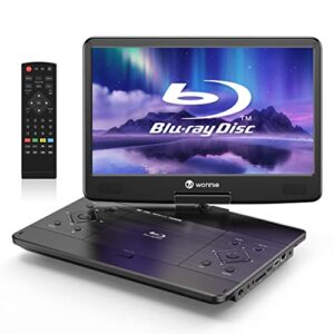 wonnie 16.9″ portable blu-ray dvd player with 14.1″ 1080p full hd large screen, dolby audio, 4 hrs rechargeable battery, support hdmi out, av in, usb/sd card, last memory