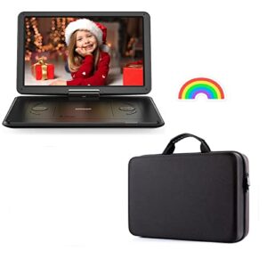 iegeek 16.9 inch black portable dvd player and 14.1-17.5 inch carrying travel case