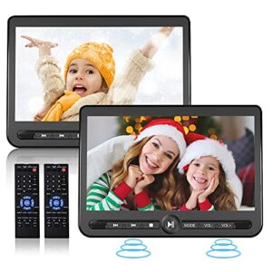 10.5" Dual Portable DVD Player, Arafuna Rechargable Car DVD Player Dual Screen Play A Same or Two Different Movies, Headrest DVD Player for Car with 5-Hour Battery, Support USB/SD, Last Memory