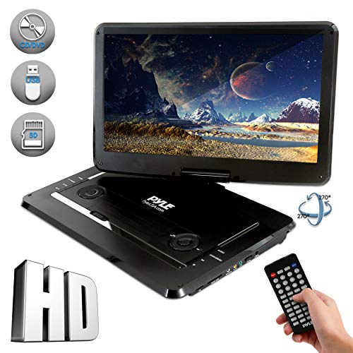 Pyle 17.9” Portable DVD Player, With 15" Swivel Adjustable Display Screen, USB/SD Card Memory Readers, Long Lasting Built-in Rechargeable Battery, Stereo Sound with Remote. (PDV156BK), Black