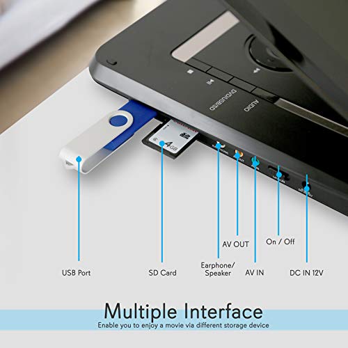 Pyle 17.9” Portable DVD Player, With 15" Swivel Adjustable Display Screen, USB/SD Card Memory Readers, Long Lasting Built-in Rechargeable Battery, Stereo Sound with Remote. (PDV156BK), Black