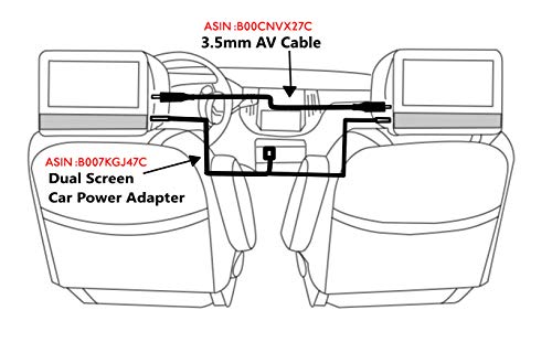 EDO Tech 11' Car Charger Adapter Power Cord for Philips 7 9 10 inches Dual Screen Headrest Portable DVD Player Pet9402/37 Pet708/37 Pd7012/37 Pd9012/37 Pd9016/37 pd700/37