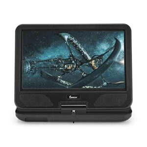 Impecca Portable DVD Player 10.1” Flip and Swivel Screen, USB Port and SD/SDHC Card Slot, Remote, Headphone Jack, Car Charger and Power Adapter, Region Free - Black