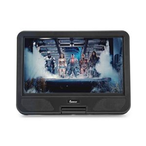 Impecca Portable DVD Player 10.1” Flip and Swivel Screen, USB Port and SD/SDHC Card Slot, Remote, Headphone Jack, Car Charger and Power Adapter, Region Free - Black