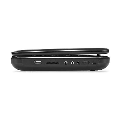 Impecca Portable DVD Player 10.1” Flip and Swivel Screen, USB Port and SD/SDHC Card Slot, Remote, Headphone Jack, Car Charger and Power Adapter, Region Free - Black