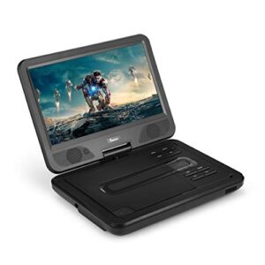 Impecca Portable DVD Player 10.1” Flip and Swivel Screen, USB Port and SD/SDHC Card Slot, Remote, Headphone Jack, Car Charger and Power Adapter, Region Free - Black