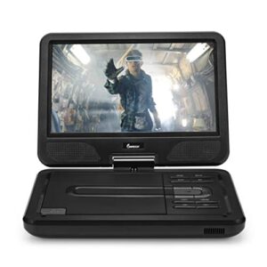 Impecca Portable DVD Player 10.1” Flip and Swivel Screen, USB Port and SD/SDHC Card Slot, Remote, Headphone Jack, Car Charger and Power Adapter, Region Free - Black