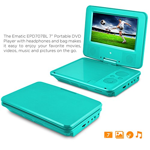 Ematic 7" Portable DVD Player with Matching Headphones and Bag - EPD707TL