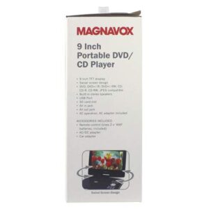 Magnavox MTFT713-BK Portable 9 Inch TFT Swivel Screen DVD/CD Player in Black