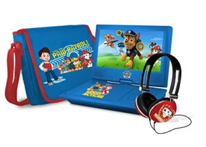 ematic nkby6341 wired nickelodeons paw patrol theme 7-inch portable dvd player with headphones and travel bag, blue