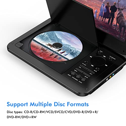 Portable DVD Player with 10.5" HD Screen by DBPOWER, Support Rechargeable,Multiple Disc Formats, USB/SD Card,with High Volume Speaker