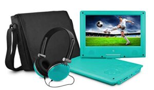 ematic portable dvd player with 9-inch ldc swivel screen, travel bag and headphones, teal