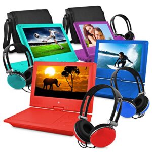 Ematic Portable DVD Player with 9-inch LDC Swivel Screen, Travel Bag and Headphones, Teal