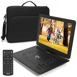 17.9″ portable dvd player with 15.6″ large hd screen,support av-in/out and multiple disc formats ,high volume speaker,with extra carrying bag,black……