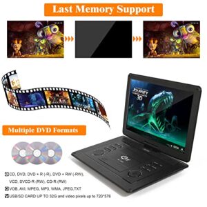 17.9" Portable DVD Player with 15.6" Large HD Screen,Support AV-in/Out and Multiple Disc Formats ,High Volume Speaker,with Extra Carrying Bag,Black……