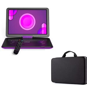 ieGeek 16.9 inch Purple Portable DVD Player and 14.1-17.5 inch Carrying Travel Case