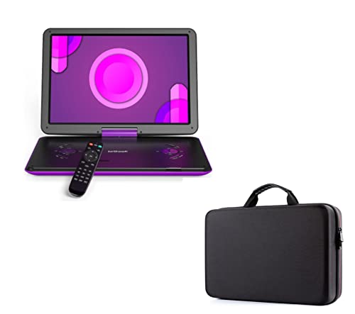 ieGeek 16.9 inch Purple Portable DVD Player and 14.1-17.5 inch Carrying Travel Case