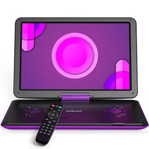 ieGeek 16.9 inch Purple Portable DVD Player and 14.1-17.5 inch Carrying Travel Case