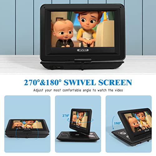 SQQBZZ 12.5" Portable DVD Player with 10.5" Swivel Screen, High Volume Speaker，Black