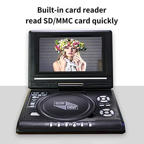 Lopeceal Portable DVD Player 9.8 Inches Clarity TV Function Built-in Reader Swivel Screen Mobile Player Travel US Plug