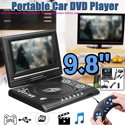 Lopeceal Portable DVD Player 9.8 Inches Clarity TV Function Built-in Reader Swivel Screen Mobile Player Travel US Plug