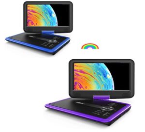 iegeek 11.5 inch purple and blue portable dvd player bundle